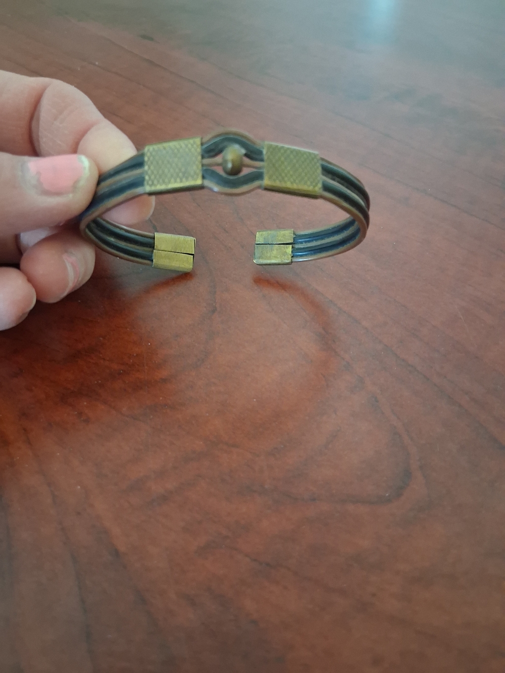Vintage Inspired Brass and Black Cuff Bracelet